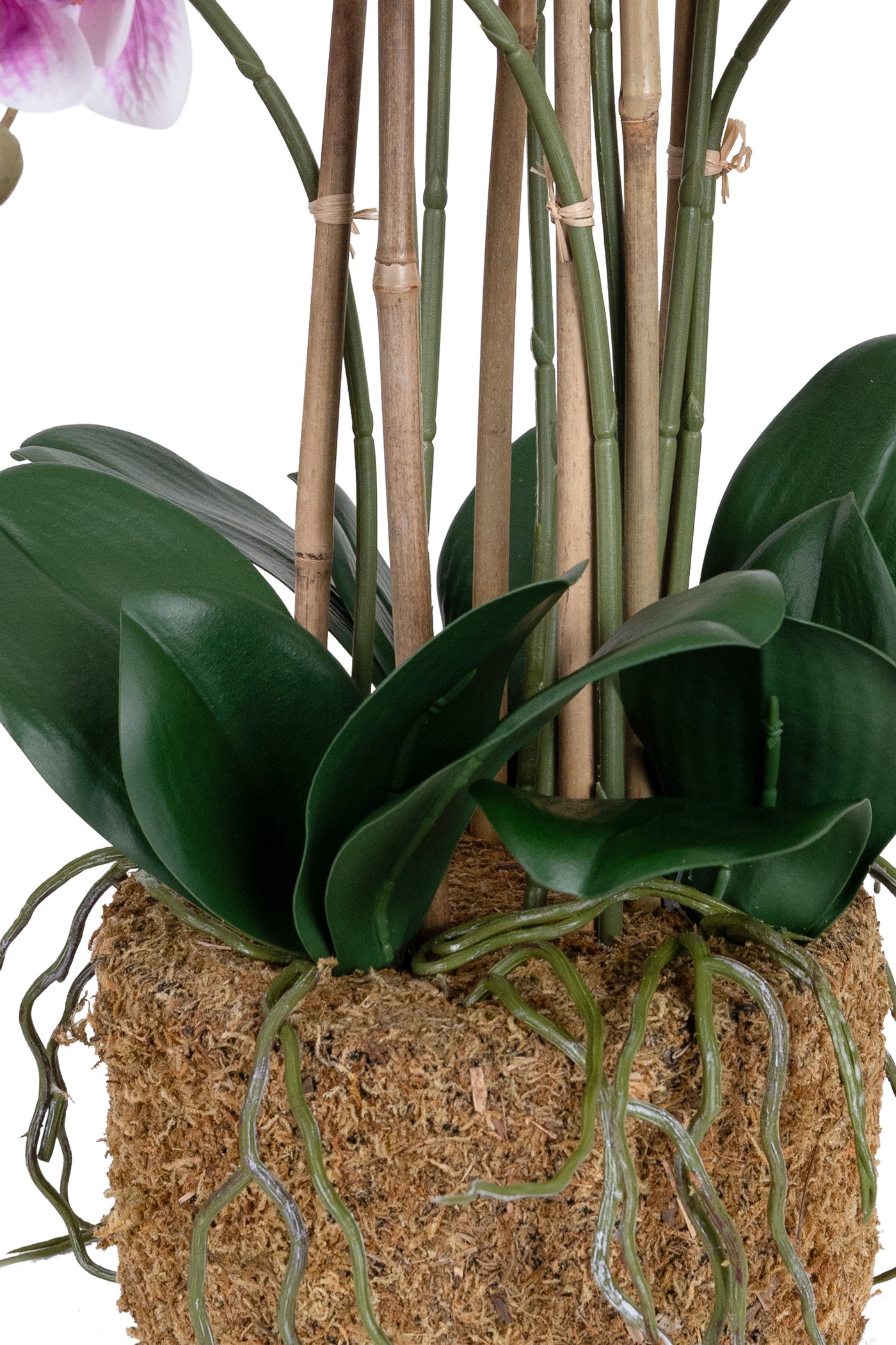 Orhidee artificiala alb cu mov cu aspect natural H71 cm cu 9 tulpini