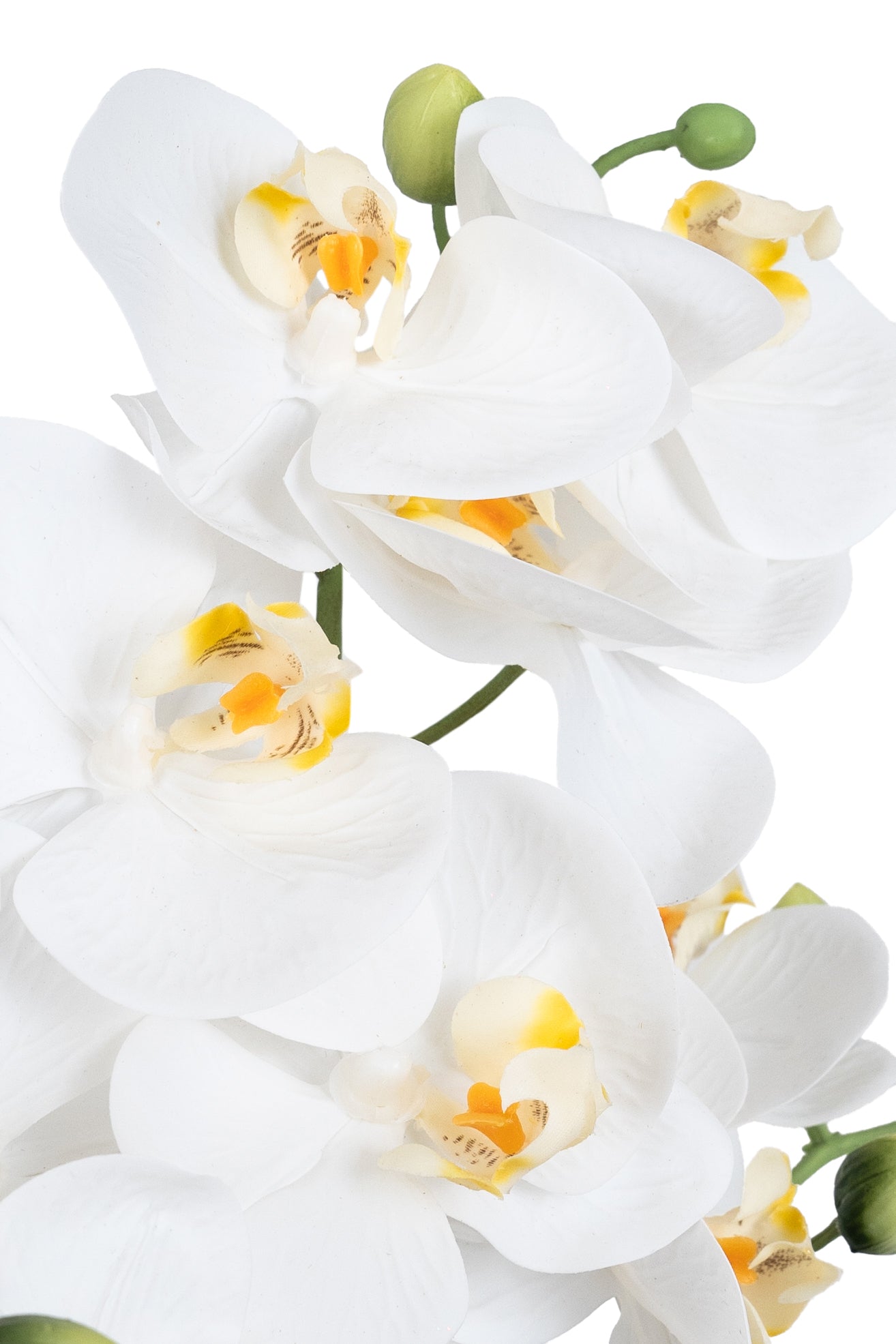 Orhidee artificiala alba cu aspect natural H35 cm cu 3 tulpini