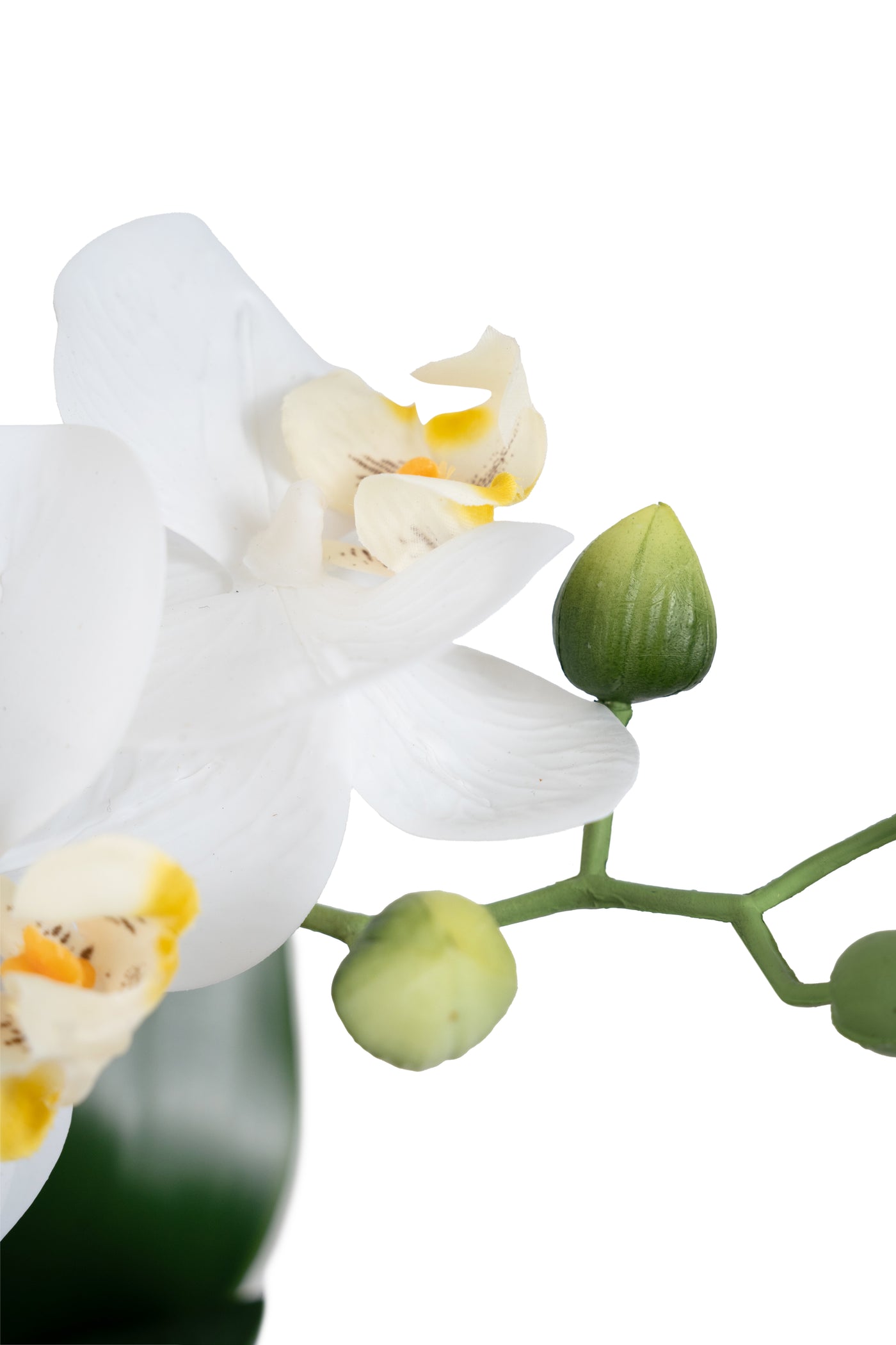 Orhidee artificiala alba cu aspect natural H35 cm cu 3 tulpini