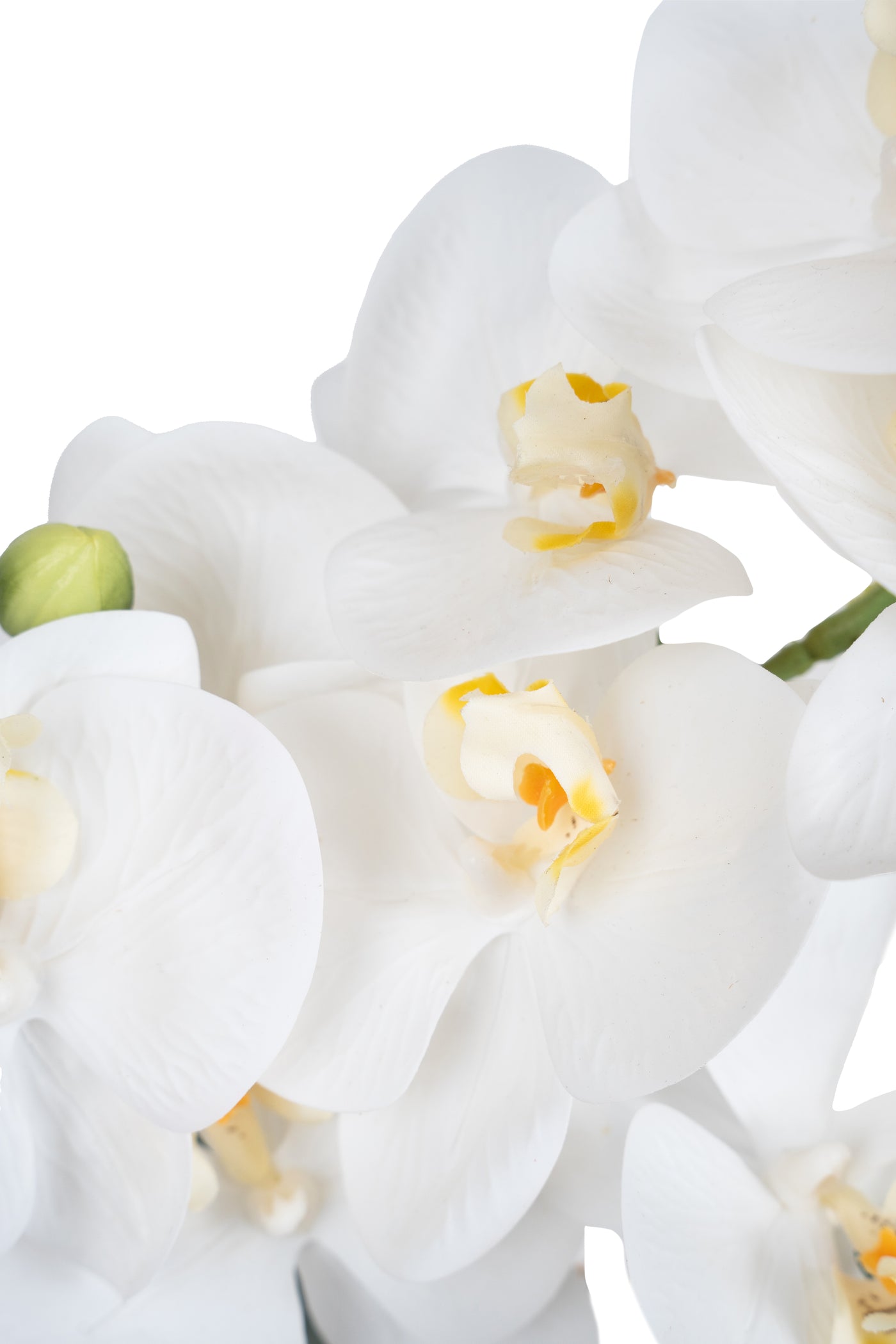 Orhidee artificiala alba cu aspect natural H35 cm cu 3 tulpini