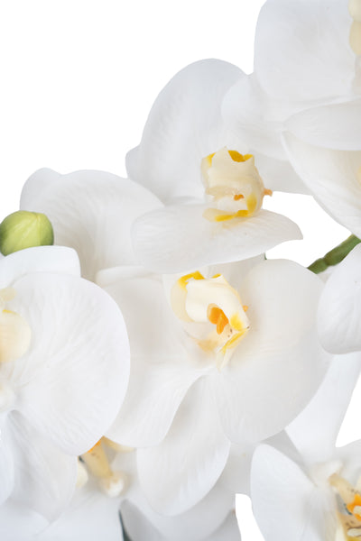 Orhidee artificiala alba cu aspect natural H35 cm cu 3 tulpini