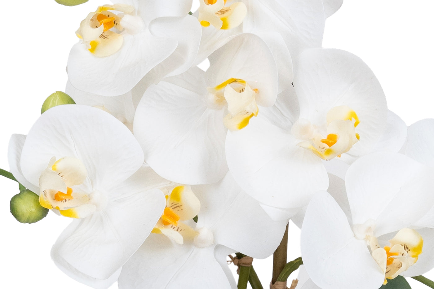 Orhidee artificiala alba cu aspect natural H35 cm cu 3 tulpini