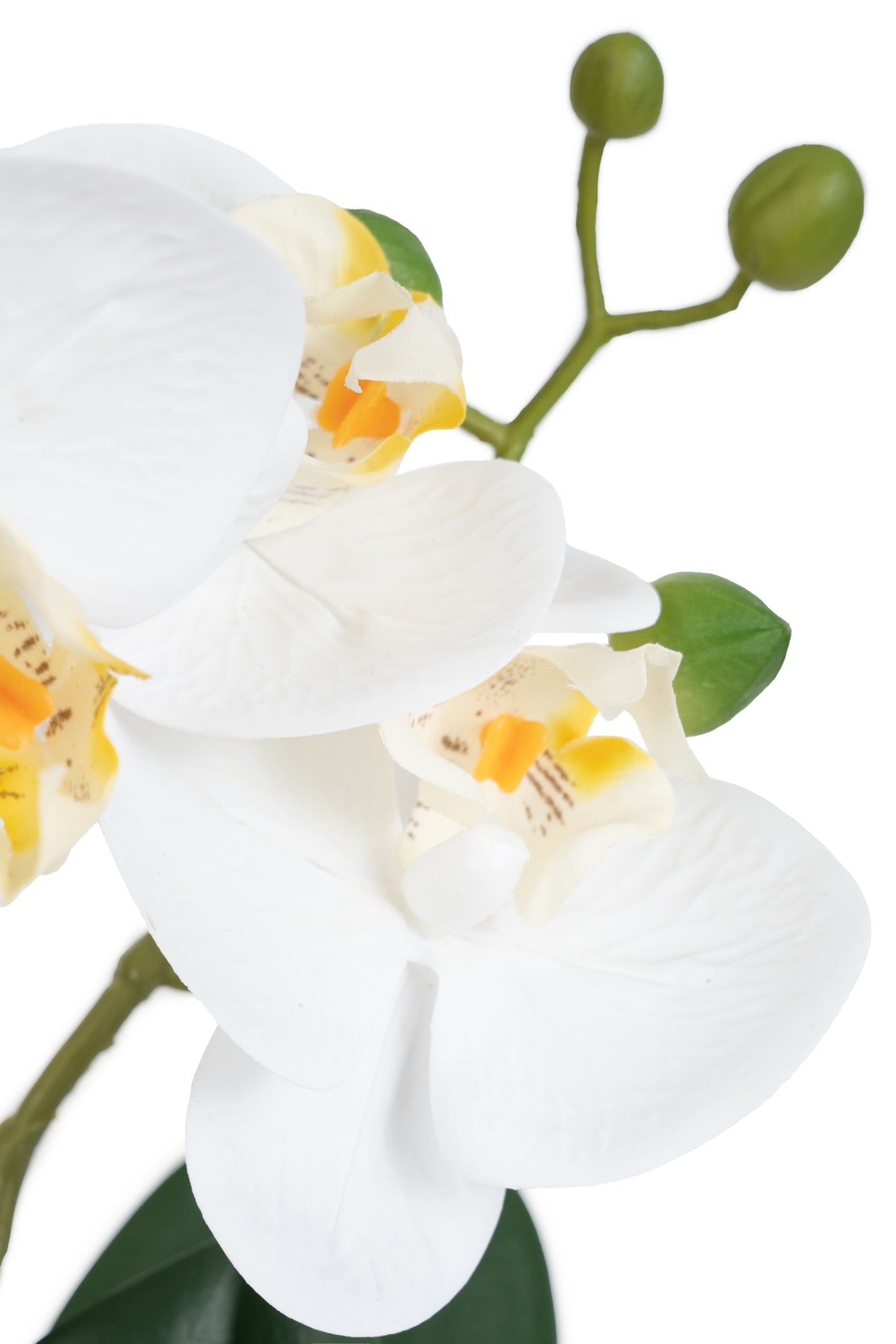 Orhidee artificiala alba cu aspect natural H36 cm cu 2 tulpini
