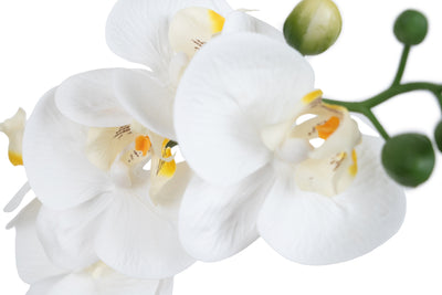 Orhidee artificiala alba cu aspect natural H43 cm cu 1 tulpina