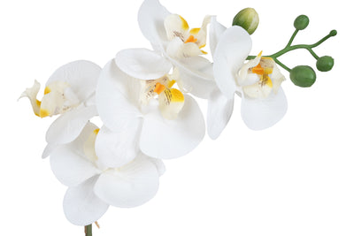Orhidee artificiala alba cu aspect natural H43 cm cu 1 tulpina
