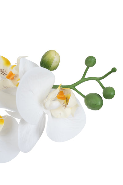Orhidee artificiala alba cu aspect natural H43 cm cu 1 tulpina