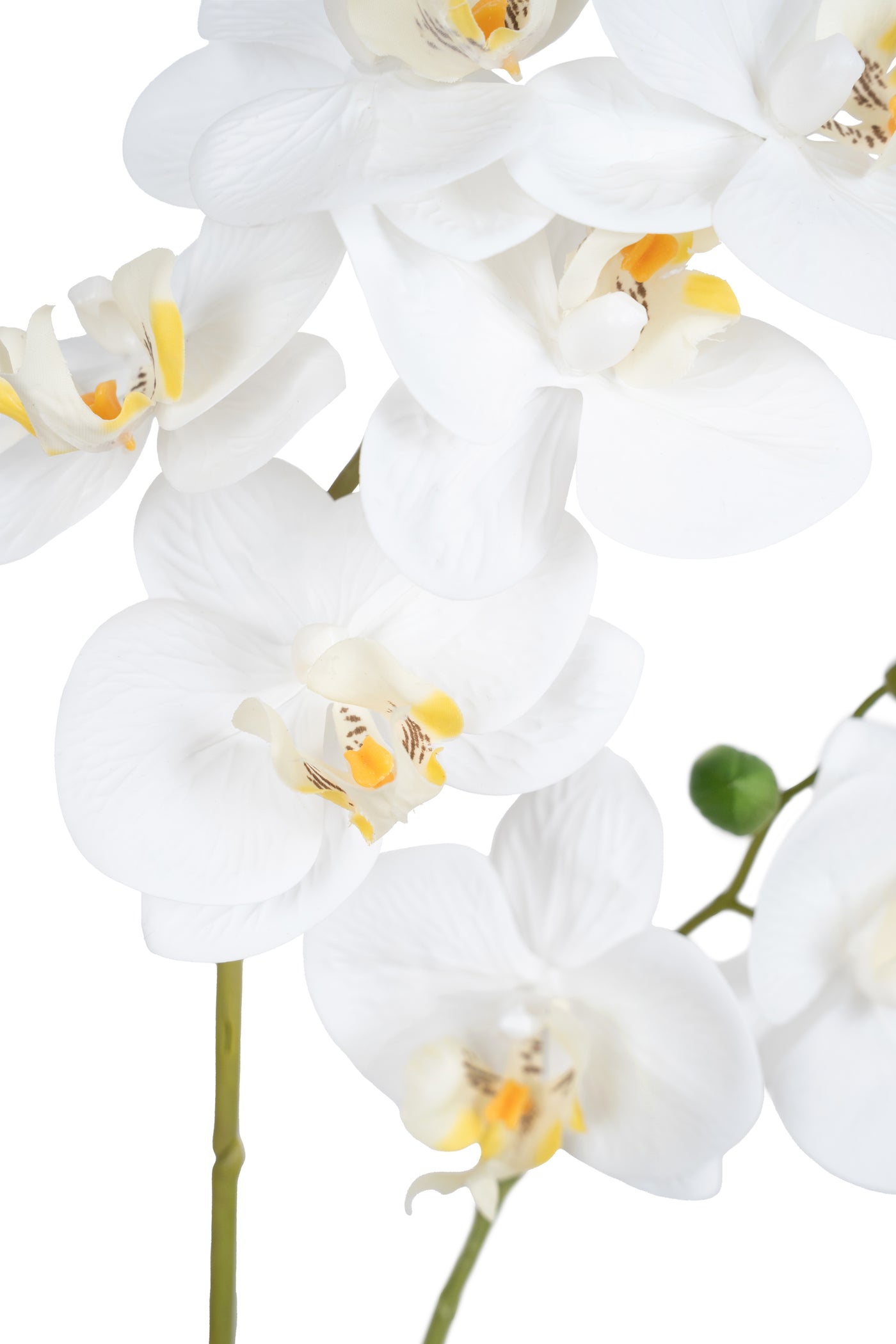 Orhidee artificiala alba cu aspect natural H46 cm cu 2 tulpini