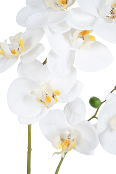 Orhidee artificiala alba cu aspect natural H46 cm cu 2 tulpini