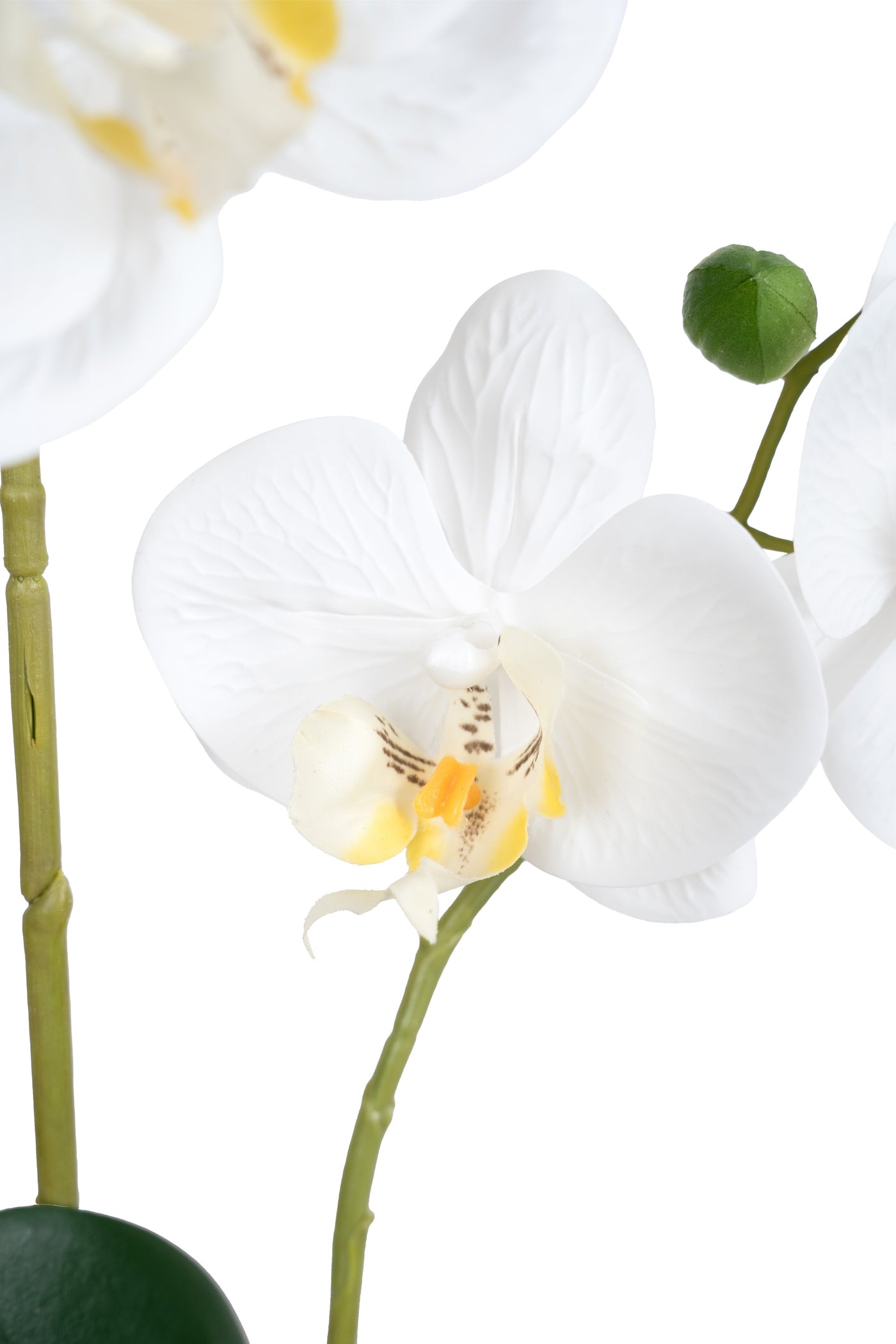 Orhidee artificiala alba cu aspect natural H46 cm cu 2 tulpini