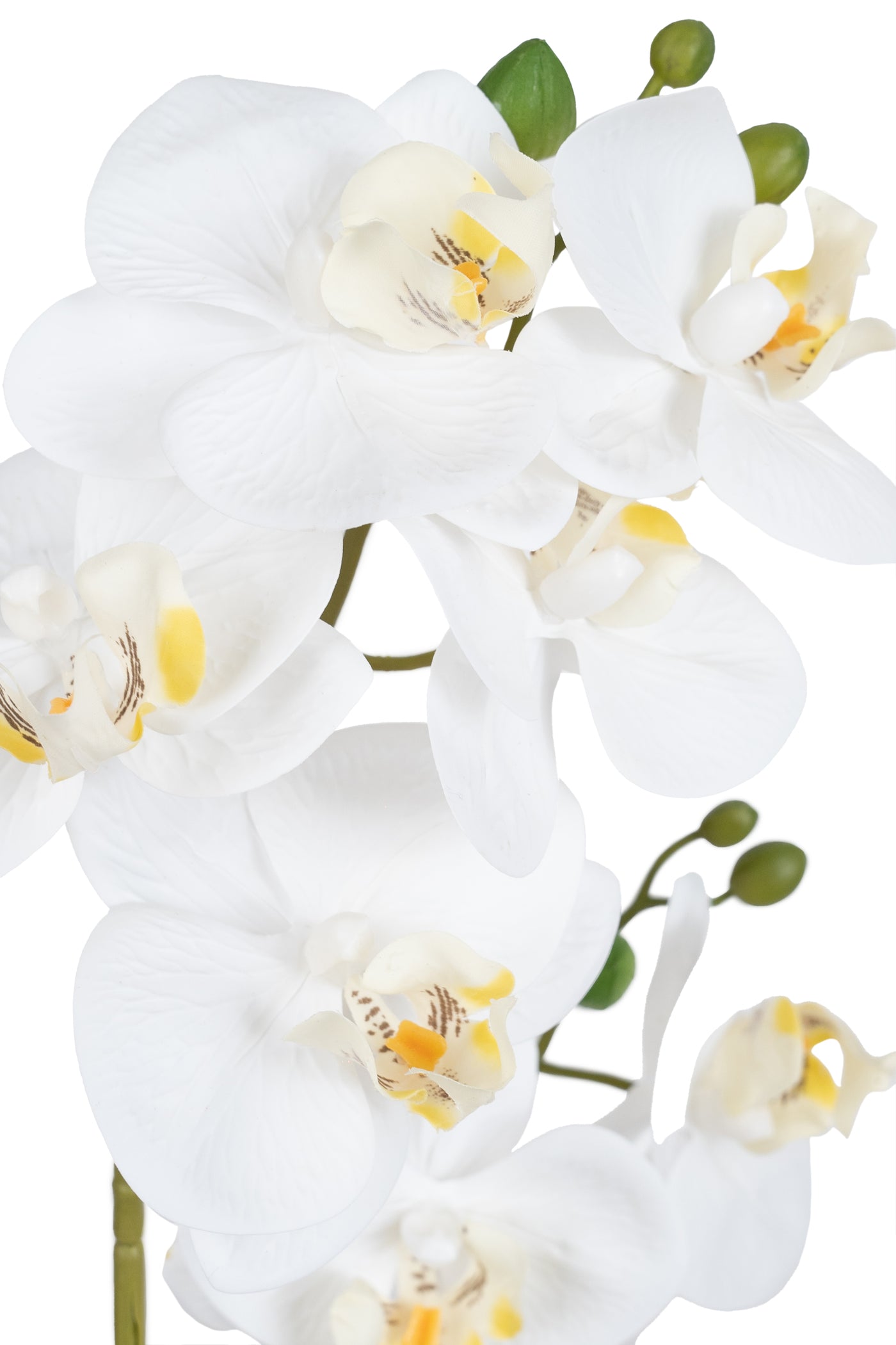 Orhidee artificiala alba cu aspect natural H46 cm cu 2 tulpini