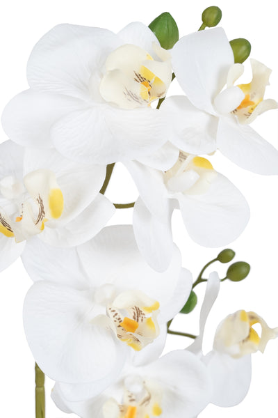 Orhidee artificiala alba cu aspect natural H46 cm cu 2 tulpini