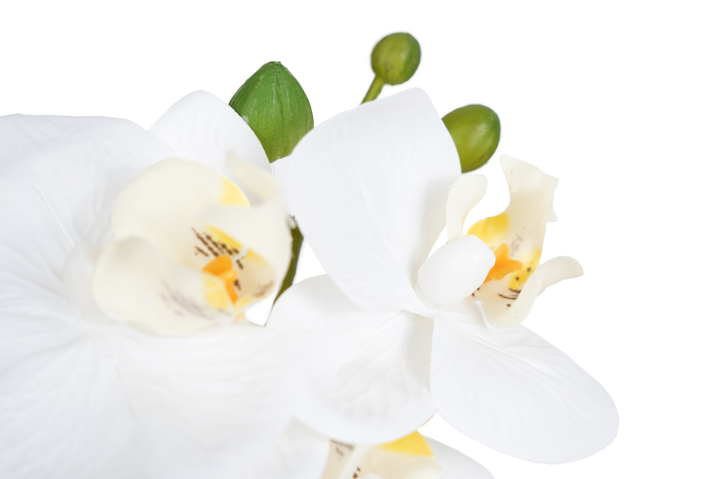 Orhidee artificiala alba cu aspect natural H46 cm cu 2 tulpini