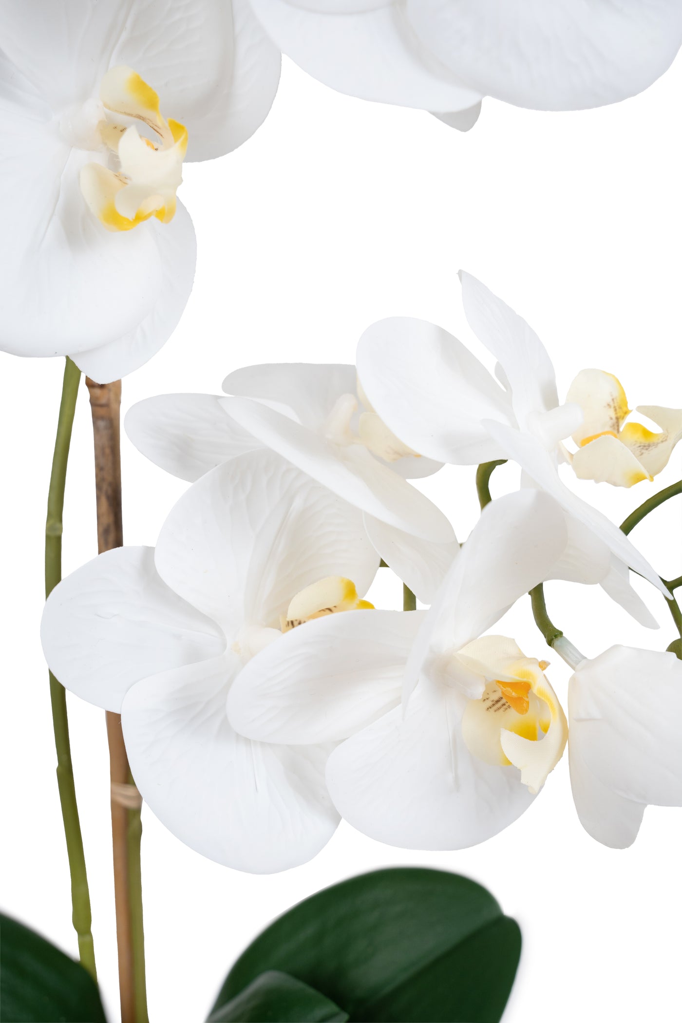 Orhidee artificiala alba cu aspect natural H46 cm cu 2 tulpini