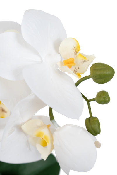 Orhidee artificiala alba cu aspect natural H46 cm cu 2 tulpini