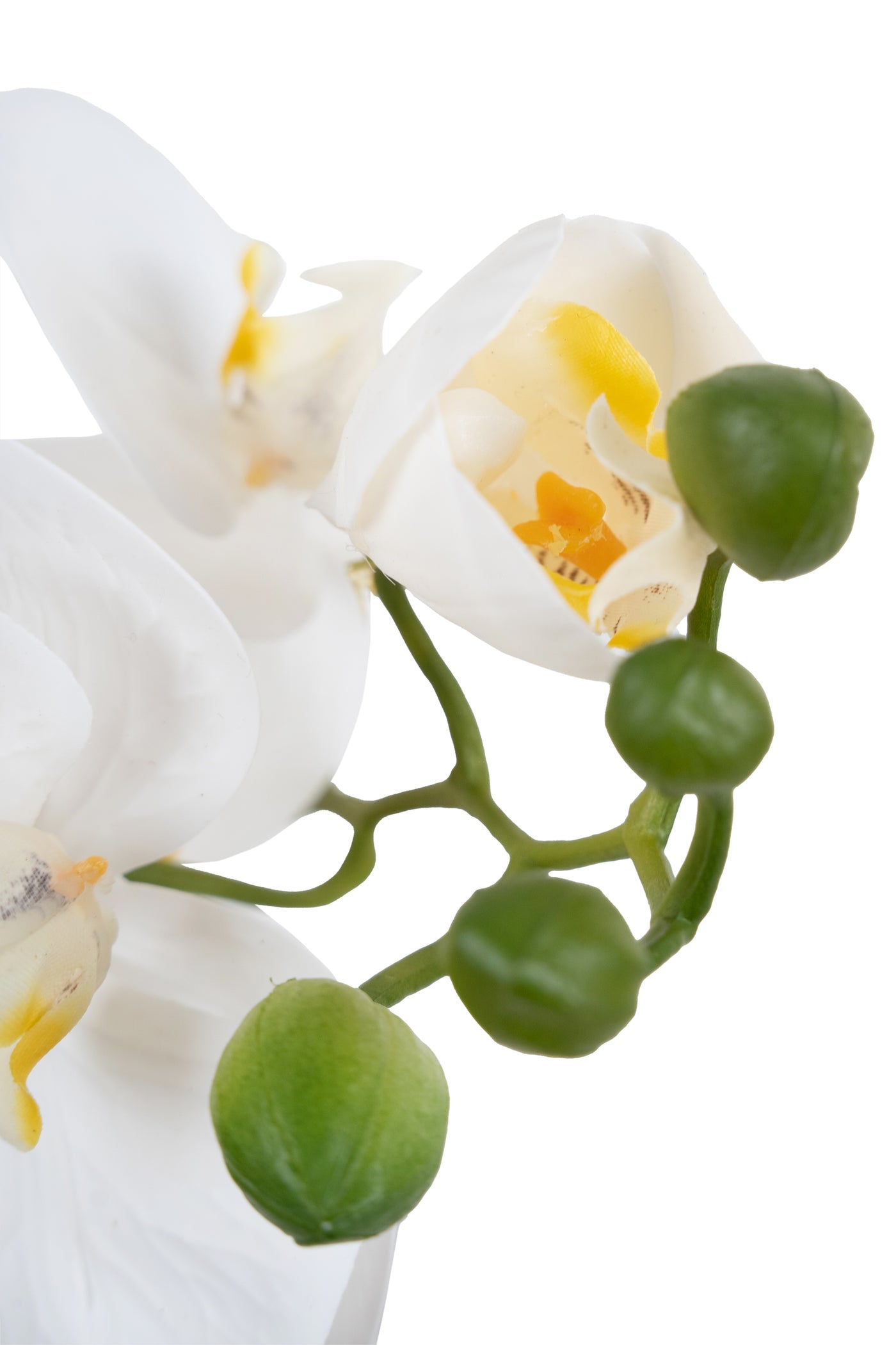 Orhidee artificiala alba cu aspect natural H46 cm cu 2 tulpini