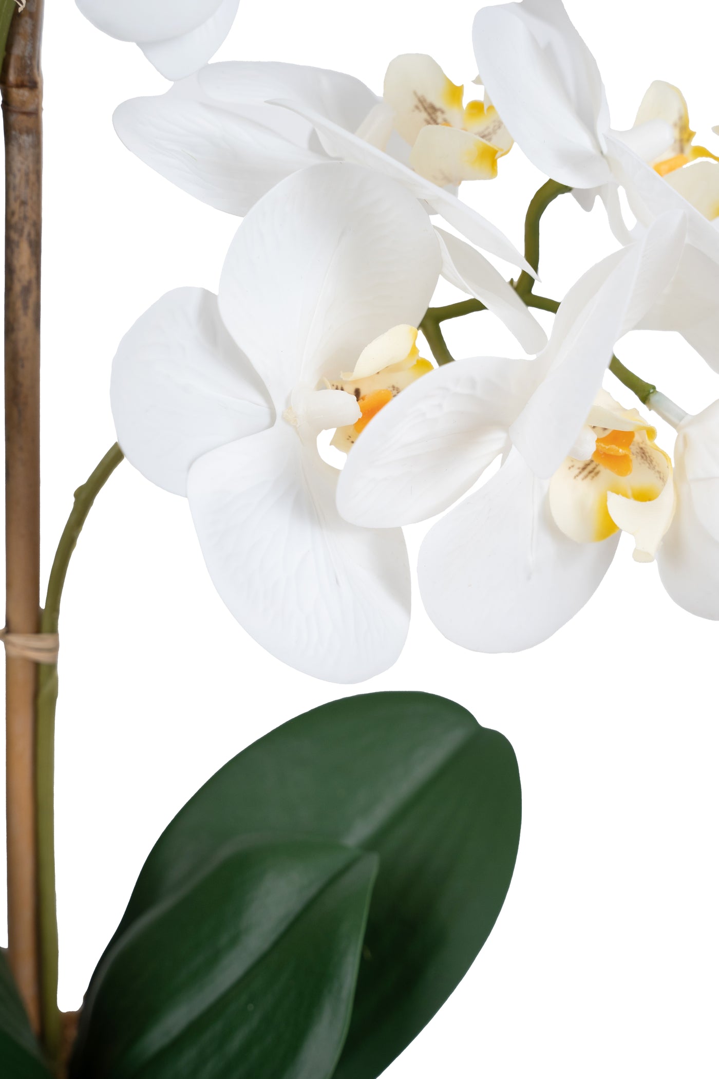Orhidee artificiala alba cu aspect natural H46 cm cu 2 tulpini
