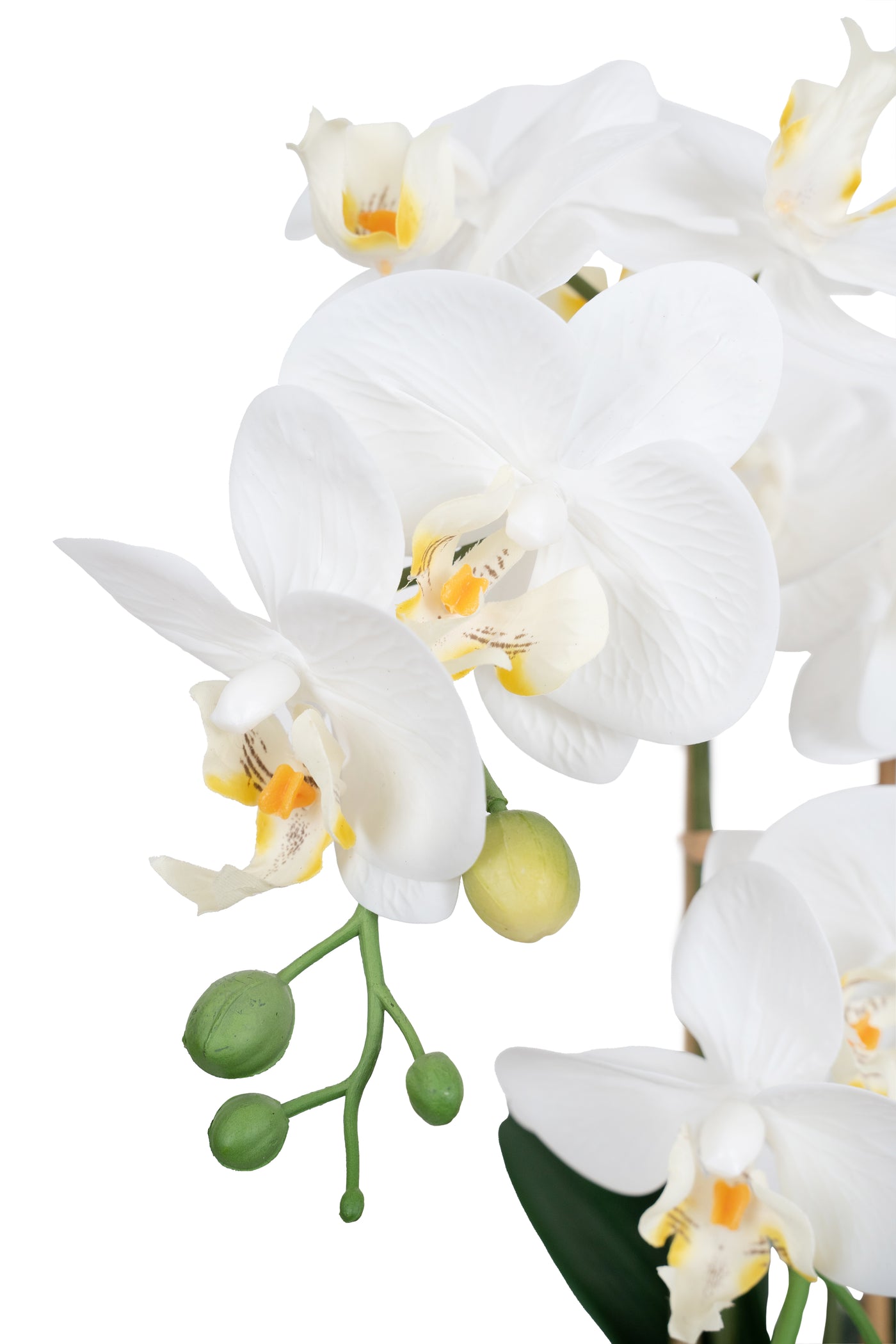 Orhidee artificiala alba cu aspect natural H49 cm cu 3 tulpini