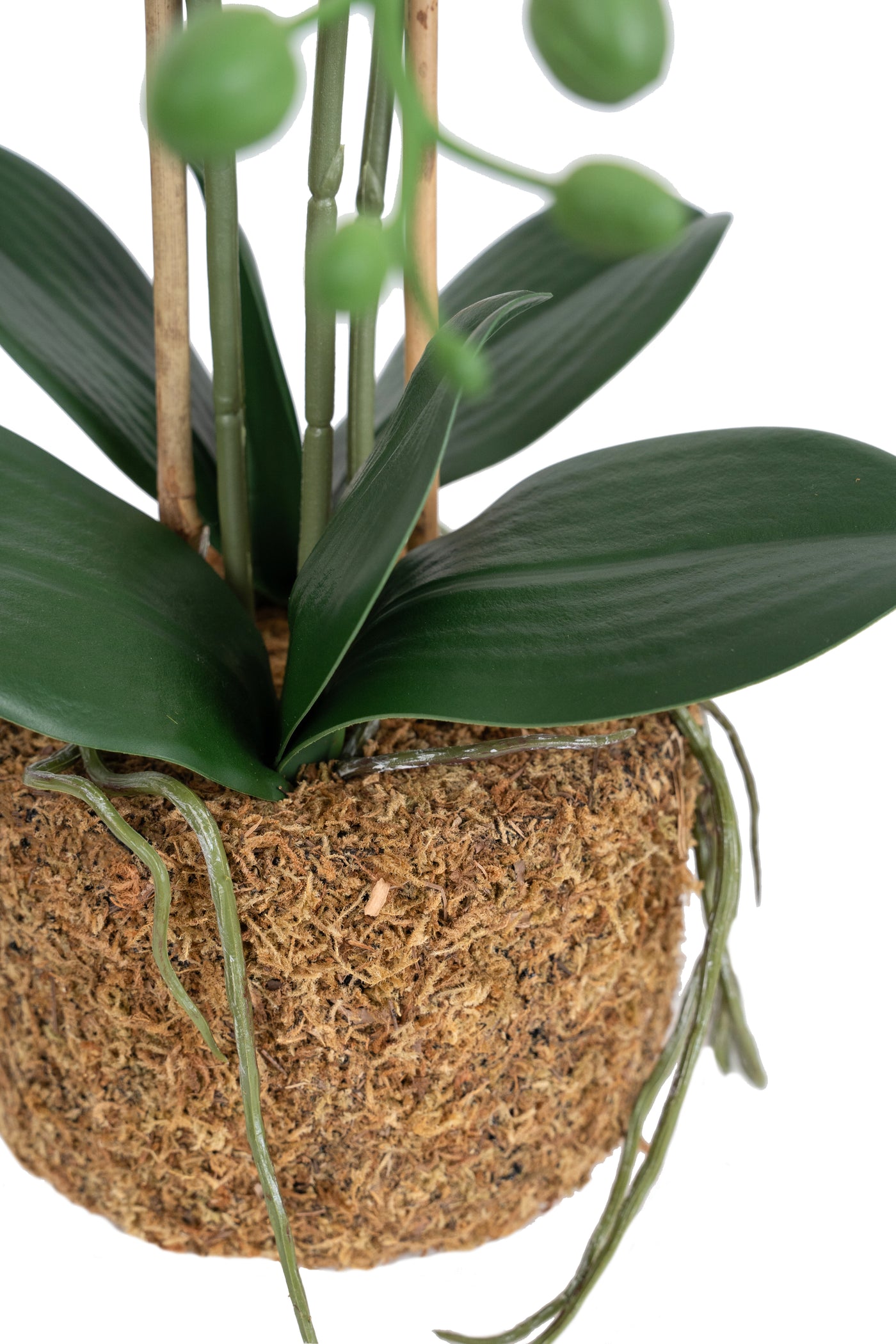 Orhidee artificiala alba cu aspect natural H49 cm cu 3 tulpini