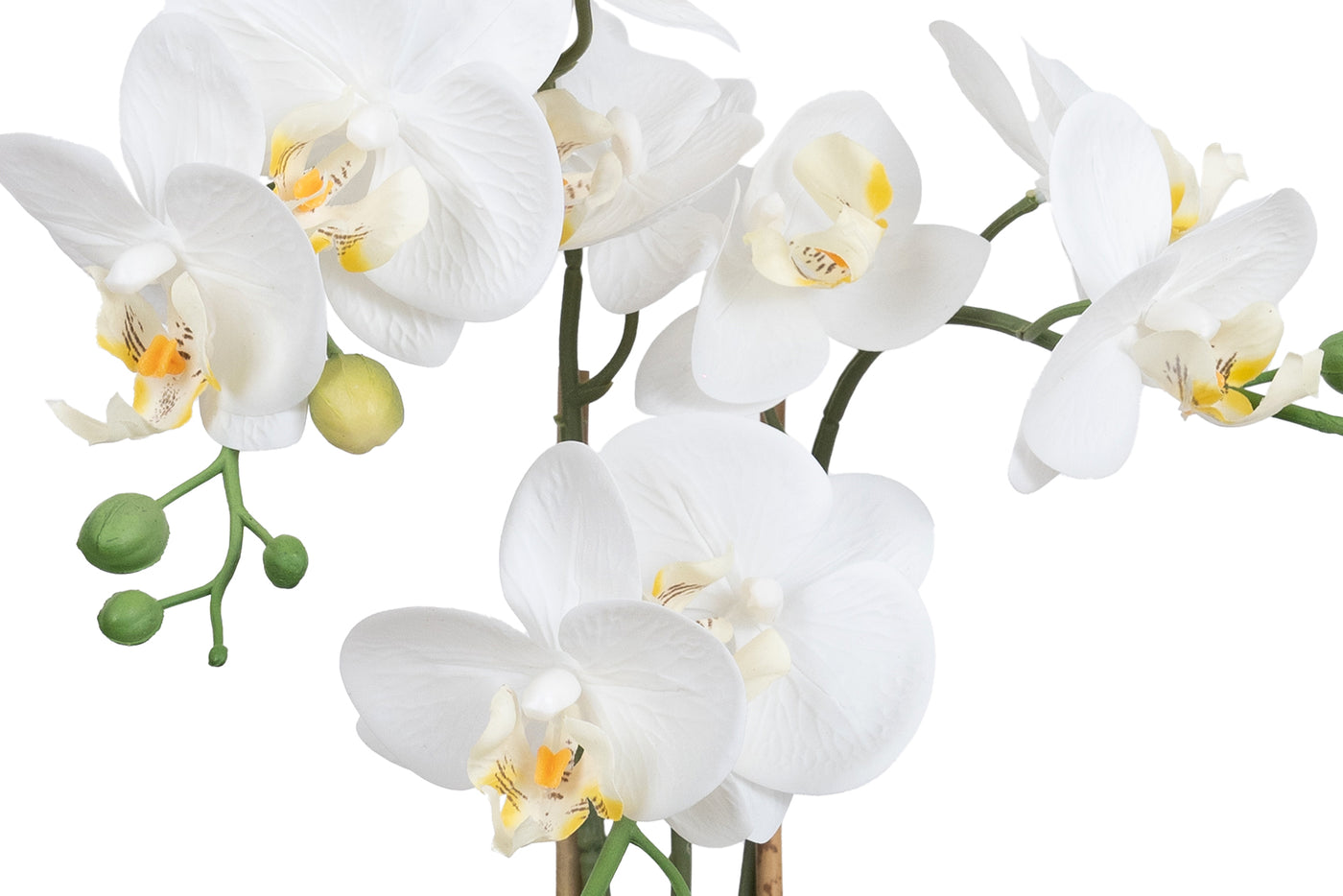 Orhidee artificiala alba cu aspect natural H49 cm cu 3 tulpini