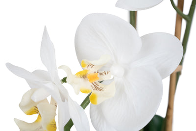 Orhidee artificiala alba cu aspect natural H49 cm cu 3 tulpini