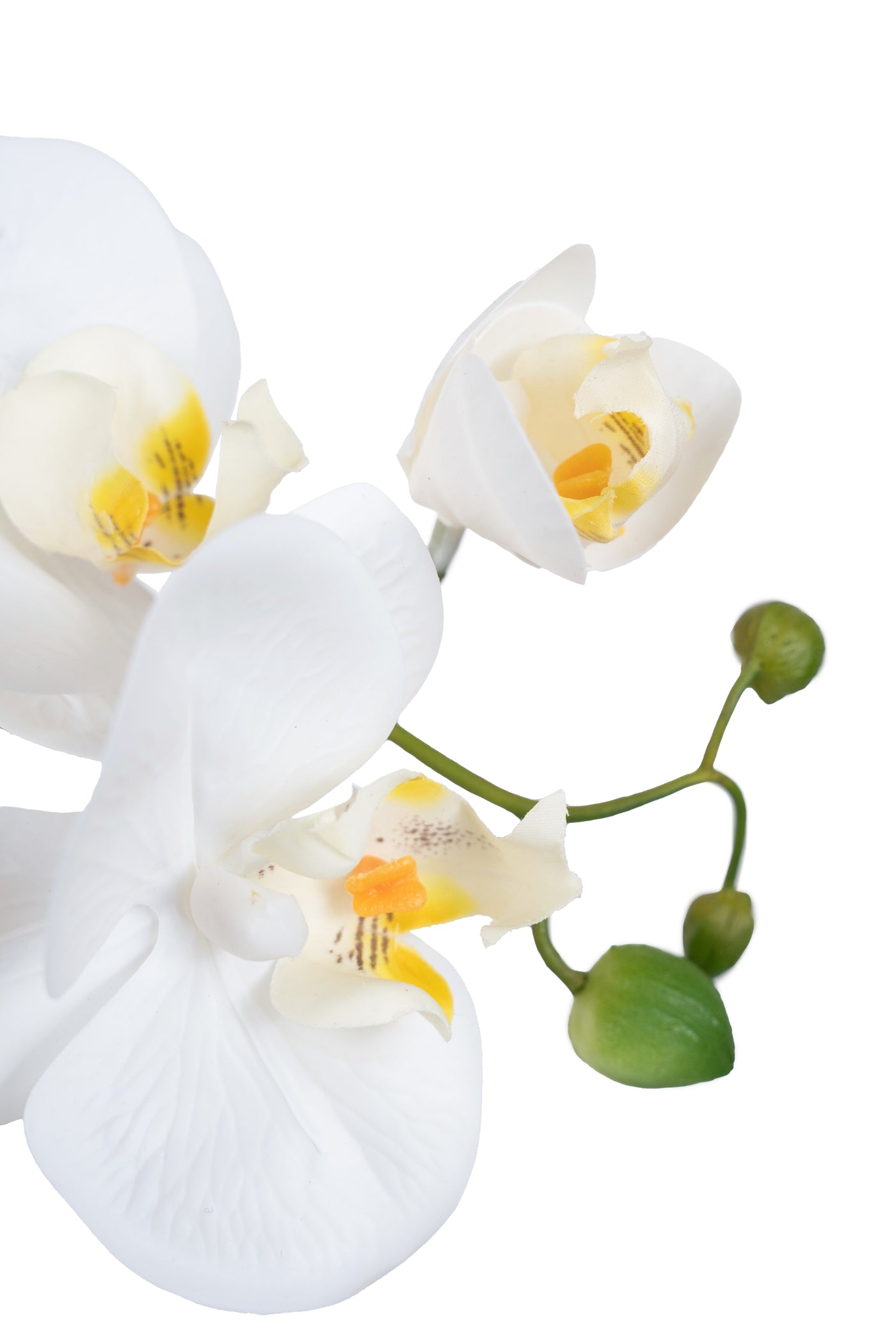 Orhidee artificiala alba cu aspect natural H51 cm cu 2 tulpini