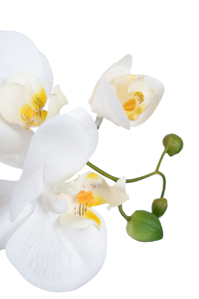 Orhidee artificiala alba cu aspect natural H51 cm cu 2 tulpini