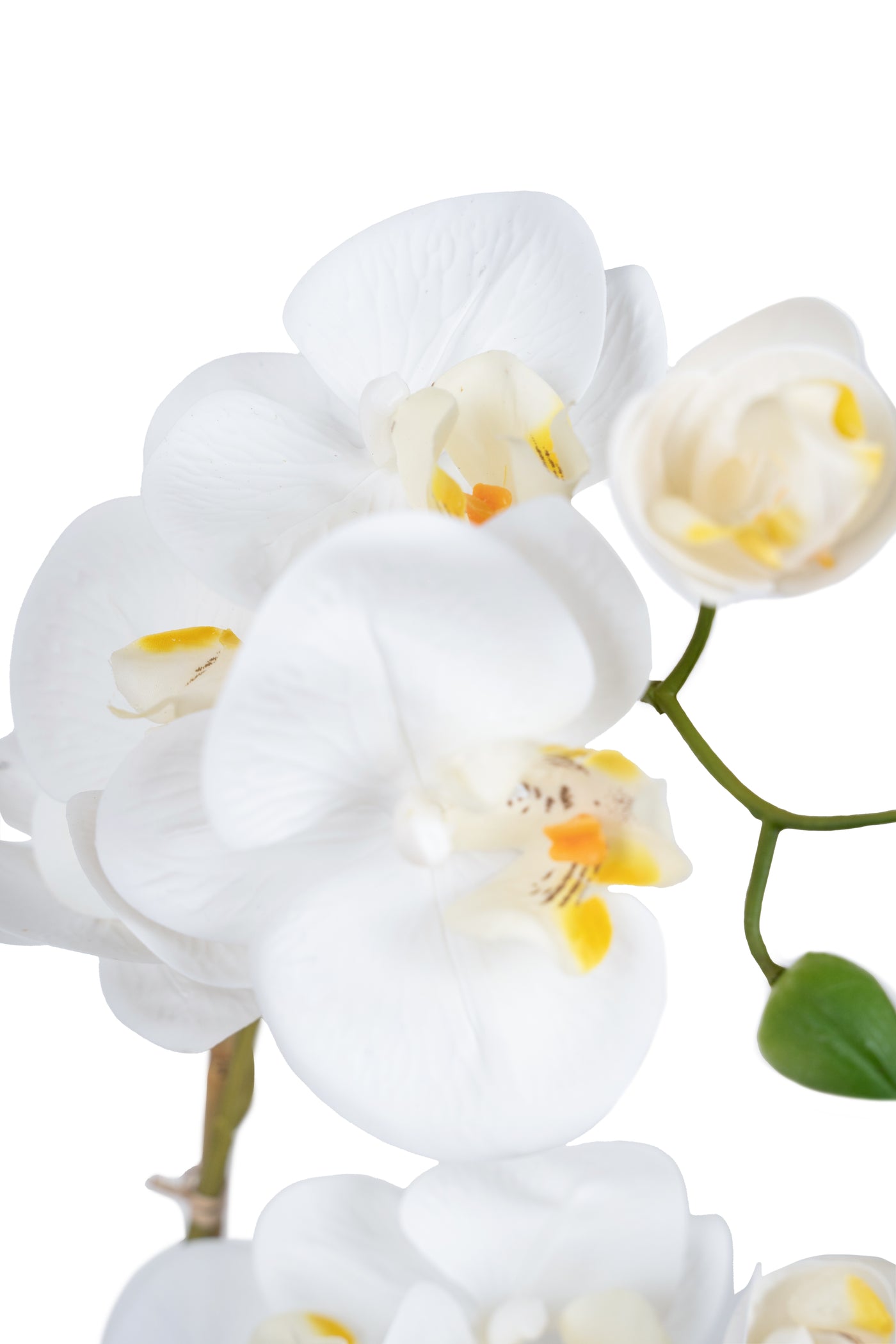 Orhidee artificiala alba cu aspect natural H51 cm cu 2 tulpini