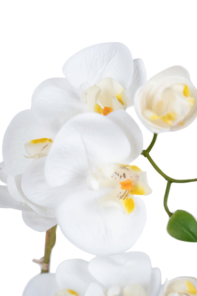 Orhidee artificiala alba cu aspect natural H51 cm cu 2 tulpini