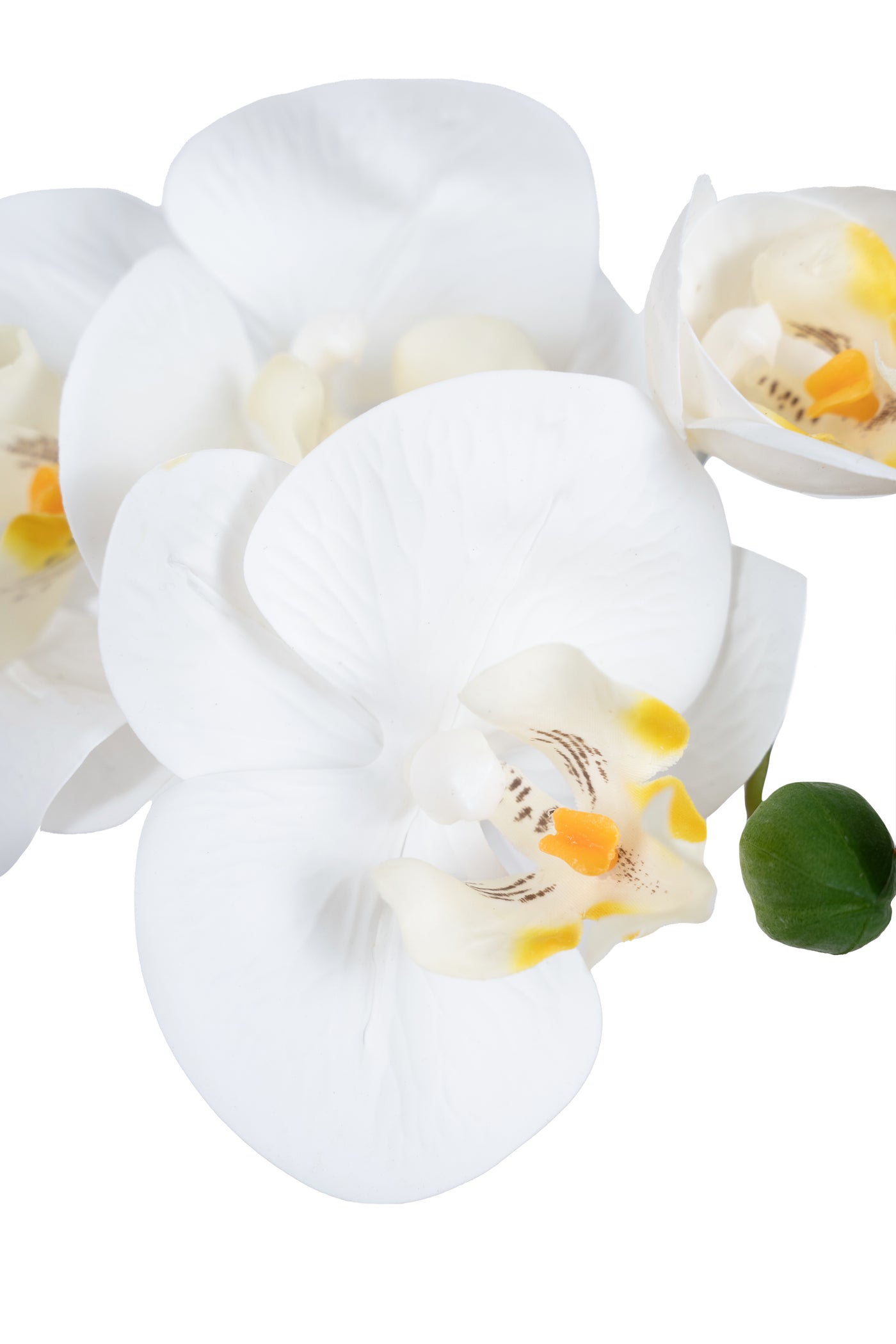 Orhidee artificiala alba cu aspect natural H51 cm cu 2 tulpini