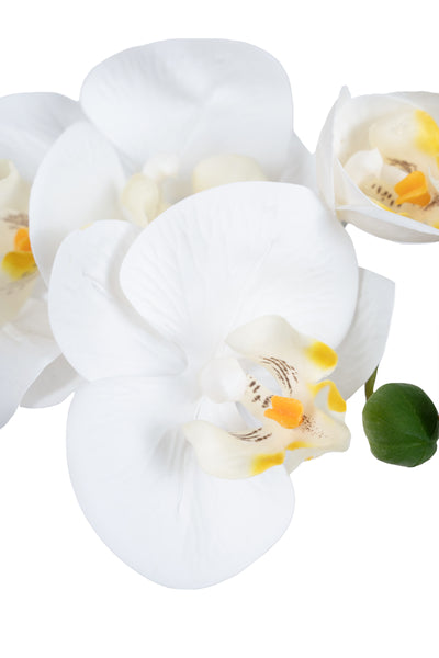Orhidee artificiala alba cu aspect natural H51 cm cu 2 tulpini