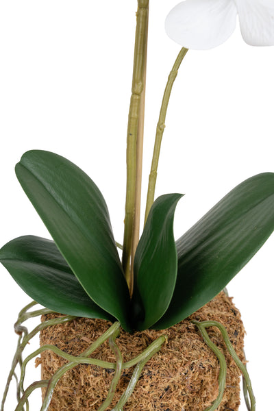Orhidee artificiala alba cu aspect natural H51 cm cu 2 tulpini