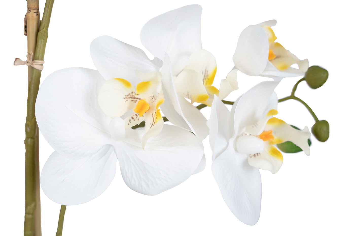 Orhidee artificiala alba cu aspect natural H51 cm cu 2 tulpini