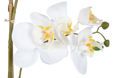 Orhidee artificiala alba cu aspect natural H51 cm cu 2 tulpini