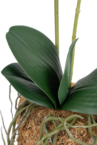 Orhidee artificiala alba cu aspect natural H51 cm cu 2 tulpini