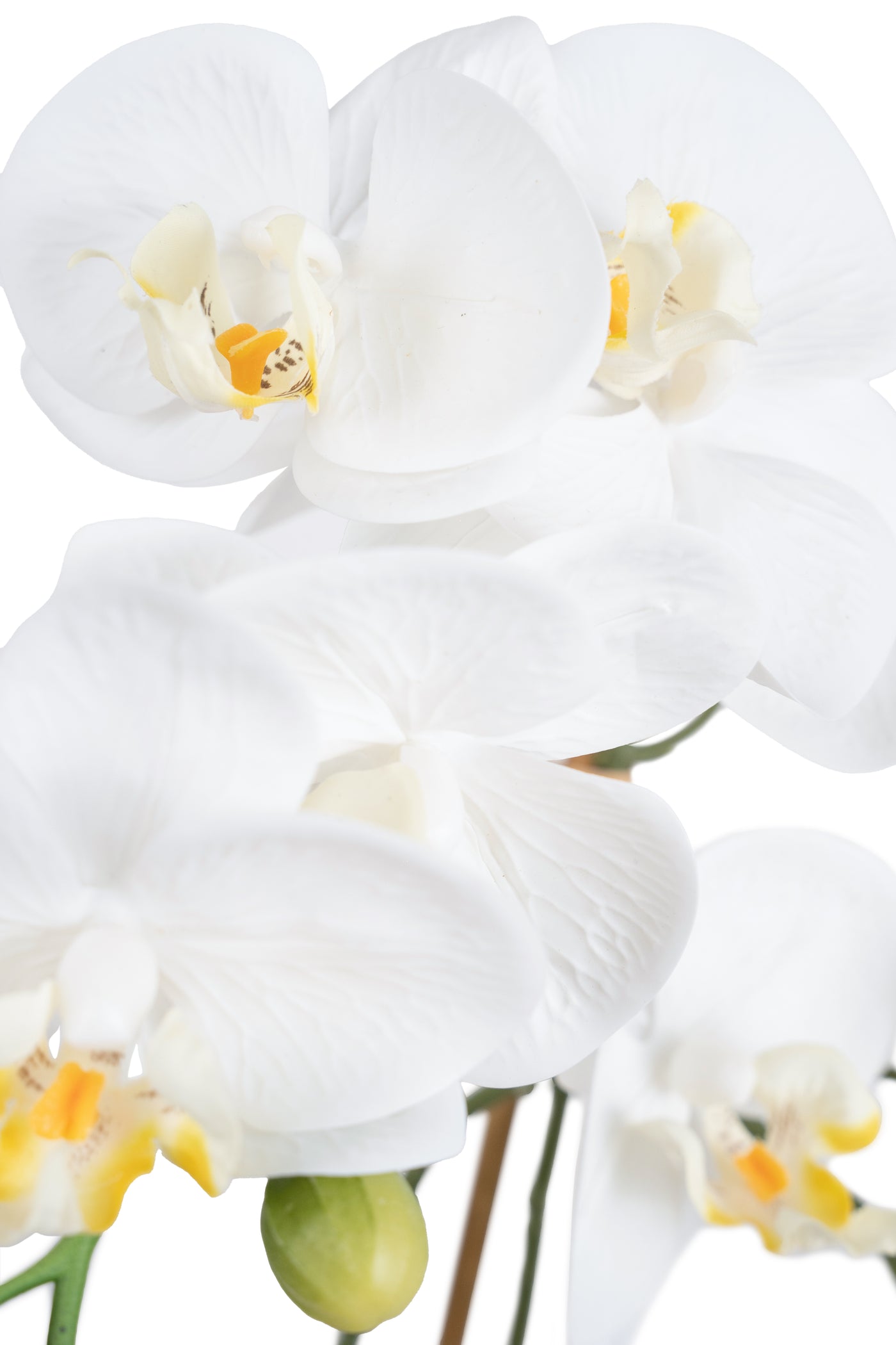 Orhidee artificiala alba cu aspect natural H52 cm cu 2 tulpini