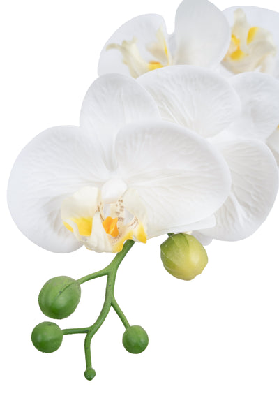 Orhidee artificiala alba cu aspect natural H52 cm cu 2 tulpini