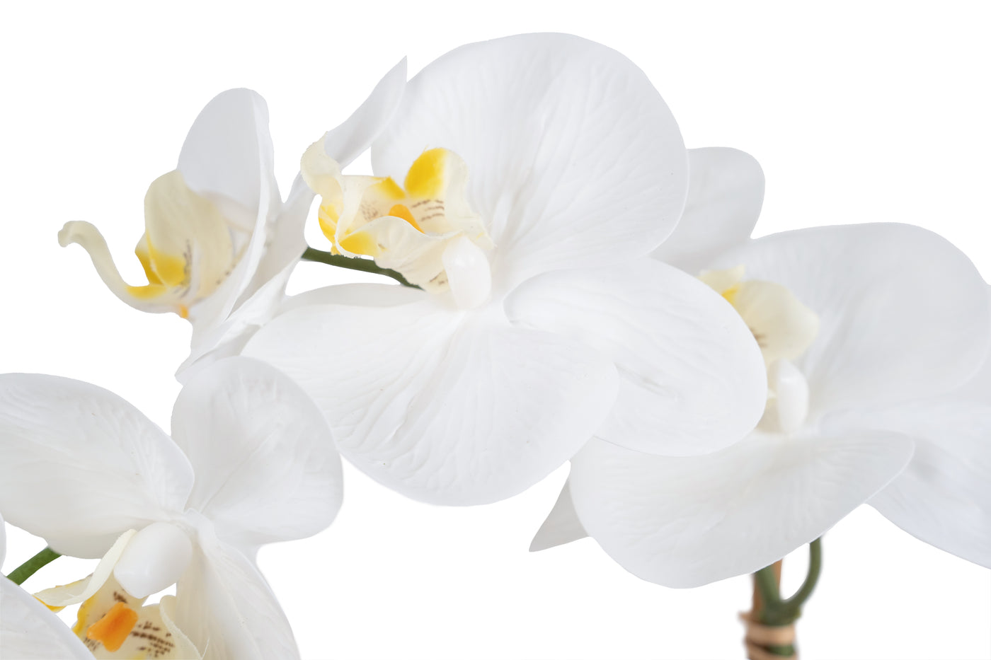 Orhidee artificiala alba cu aspect natural H52 cm cu 2 tulpini