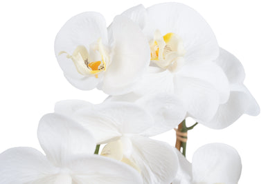 Orhidee artificiala alba cu aspect natural H52 cm cu 2 tulpini