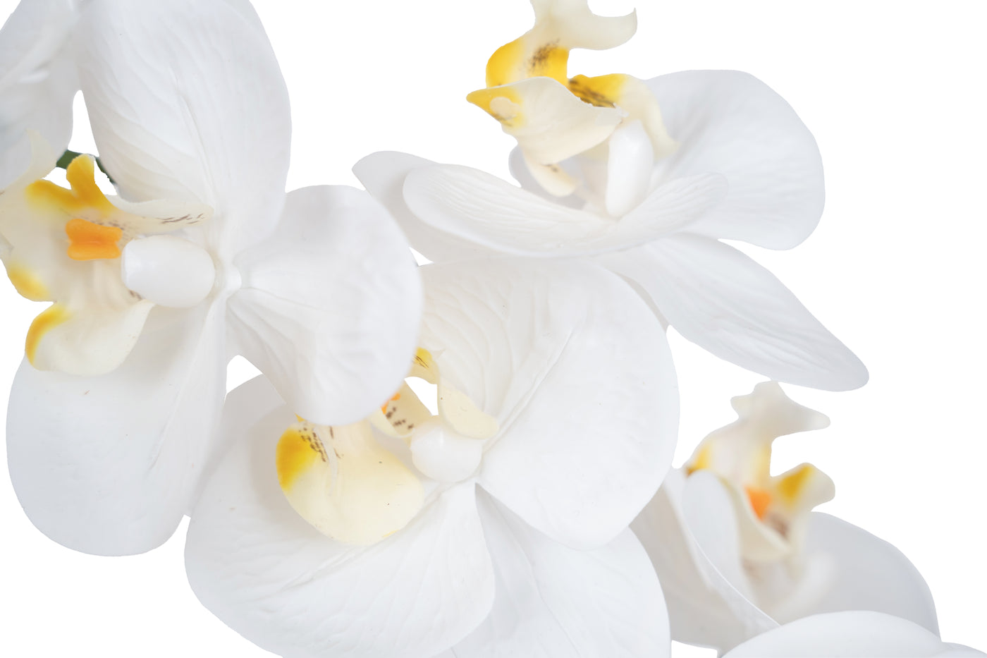 Orhidee artificiala alba cu aspect natural H52 cm cu 5 tulpini
