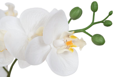 Orhidee artificiala alba cu aspect natural H52 cm cu 5 tulpini