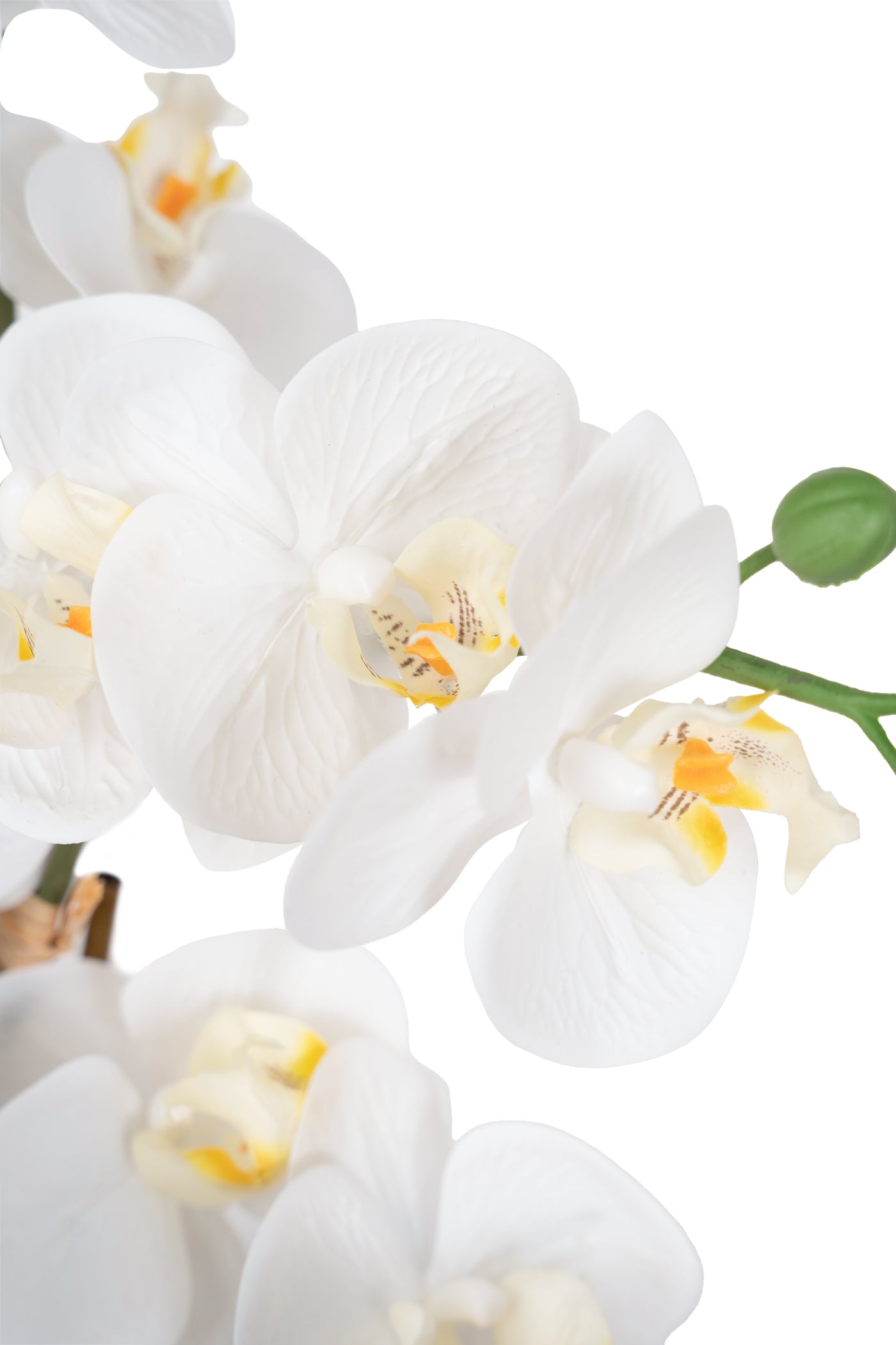 Orhidee artificiala alba cu aspect natural H52 cm cu 5 tulpini