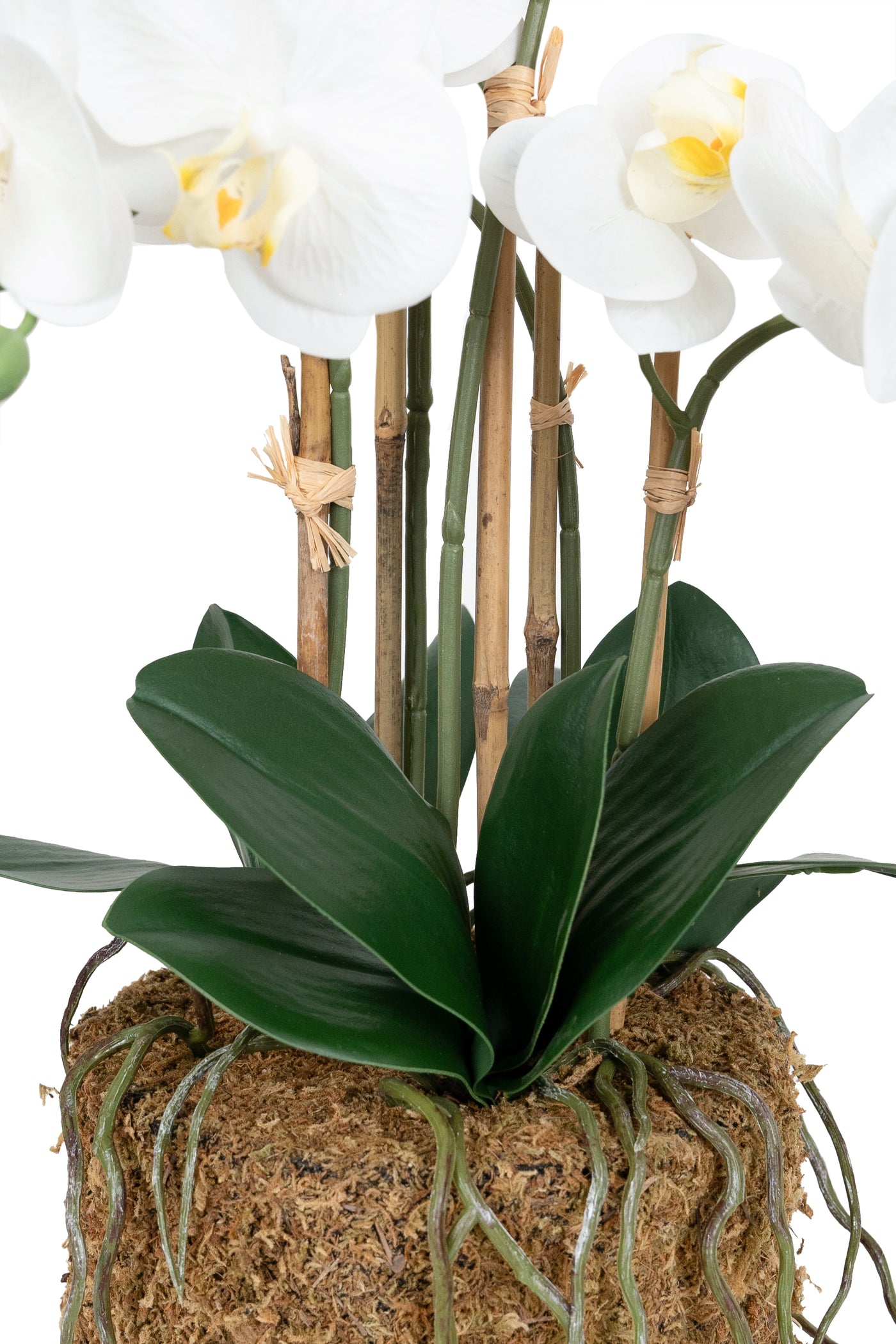 Orhidee artificiala alba cu aspect natural H52 cm cu 5 tulpini