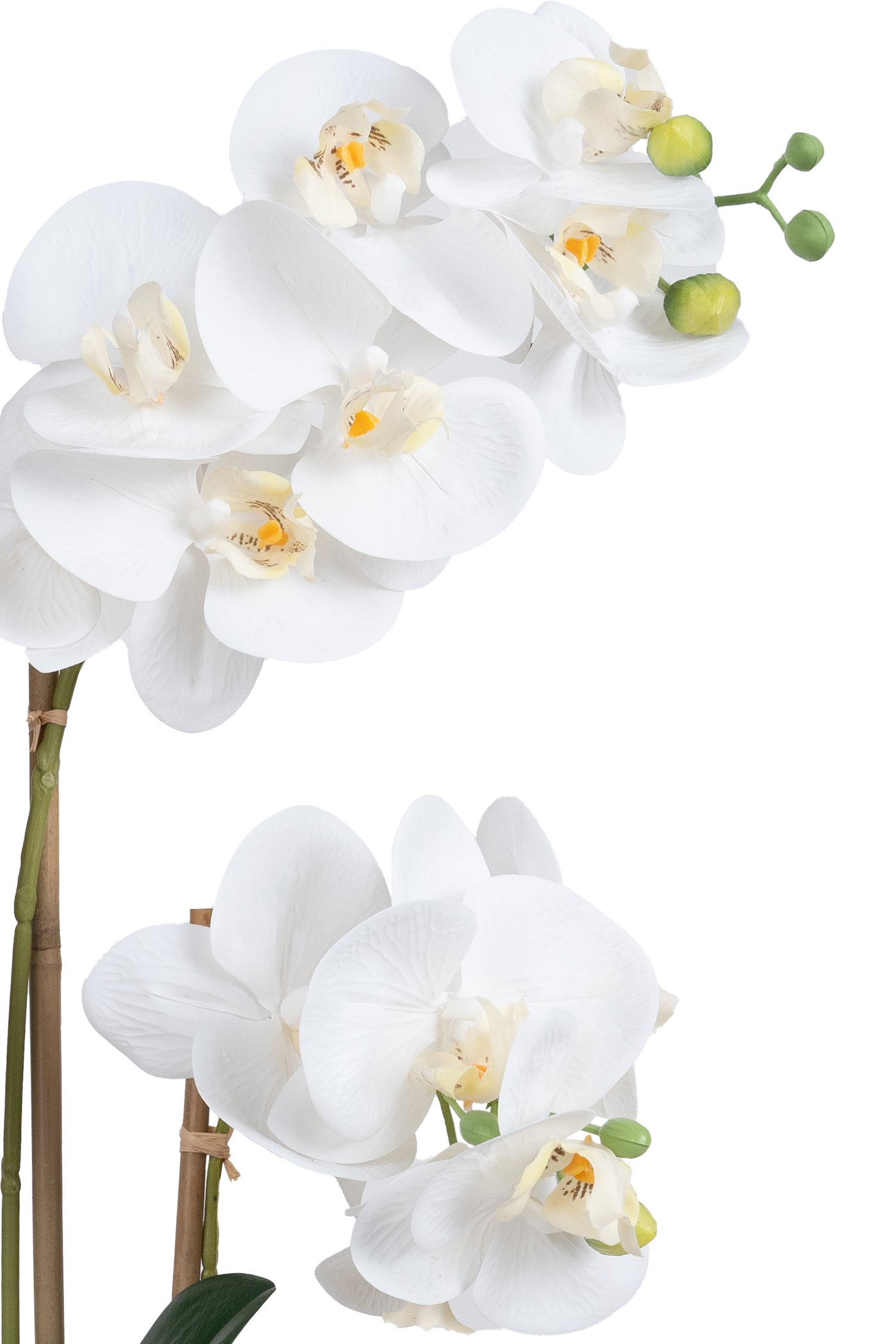 Orhidee artificiala alba cu aspect natural H54 cm cu 3 tulpini