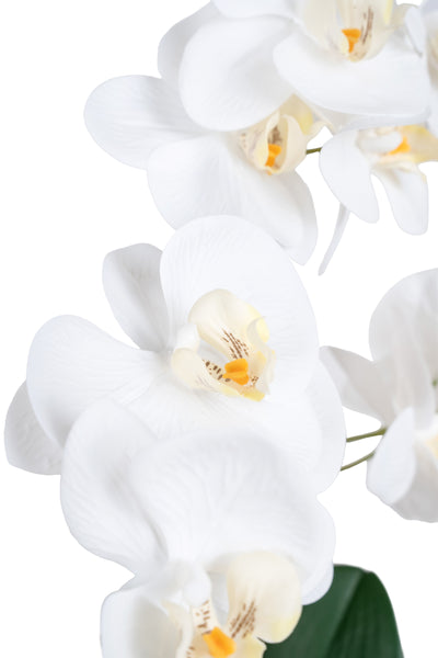 Orhidee artificiala alba cu aspect natural H54 cm cu 3 tulpini