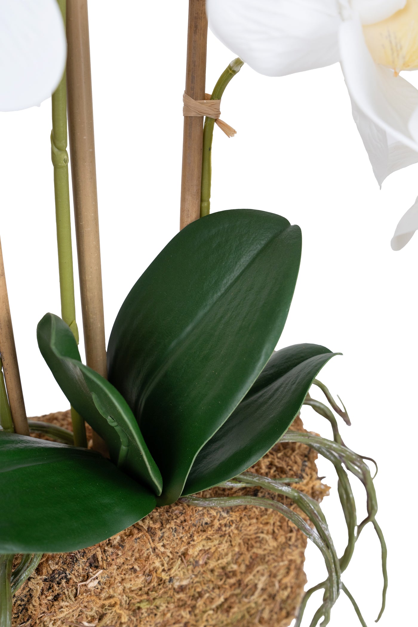 Orhidee artificiala alba cu aspect natural H54 cm cu 3 tulpini