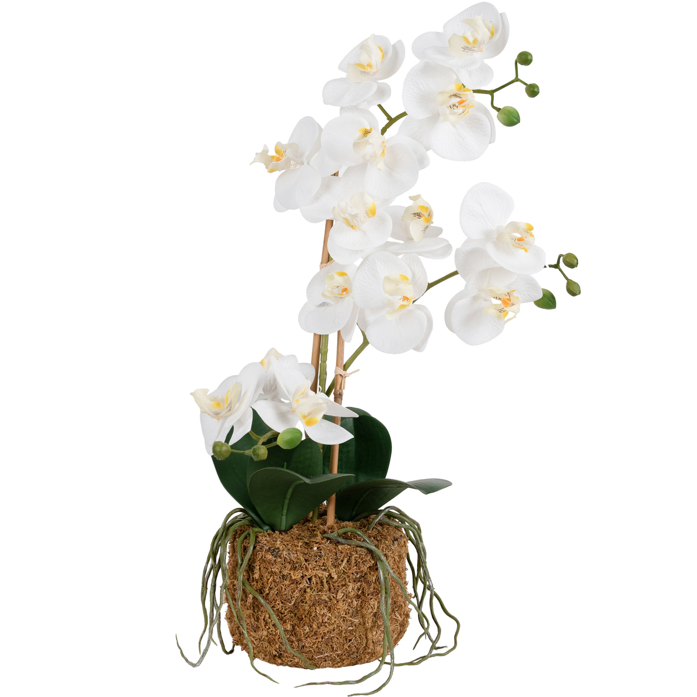 Orhidee artificiala alba cu aspect natural H54 cm cu 3 tulpini