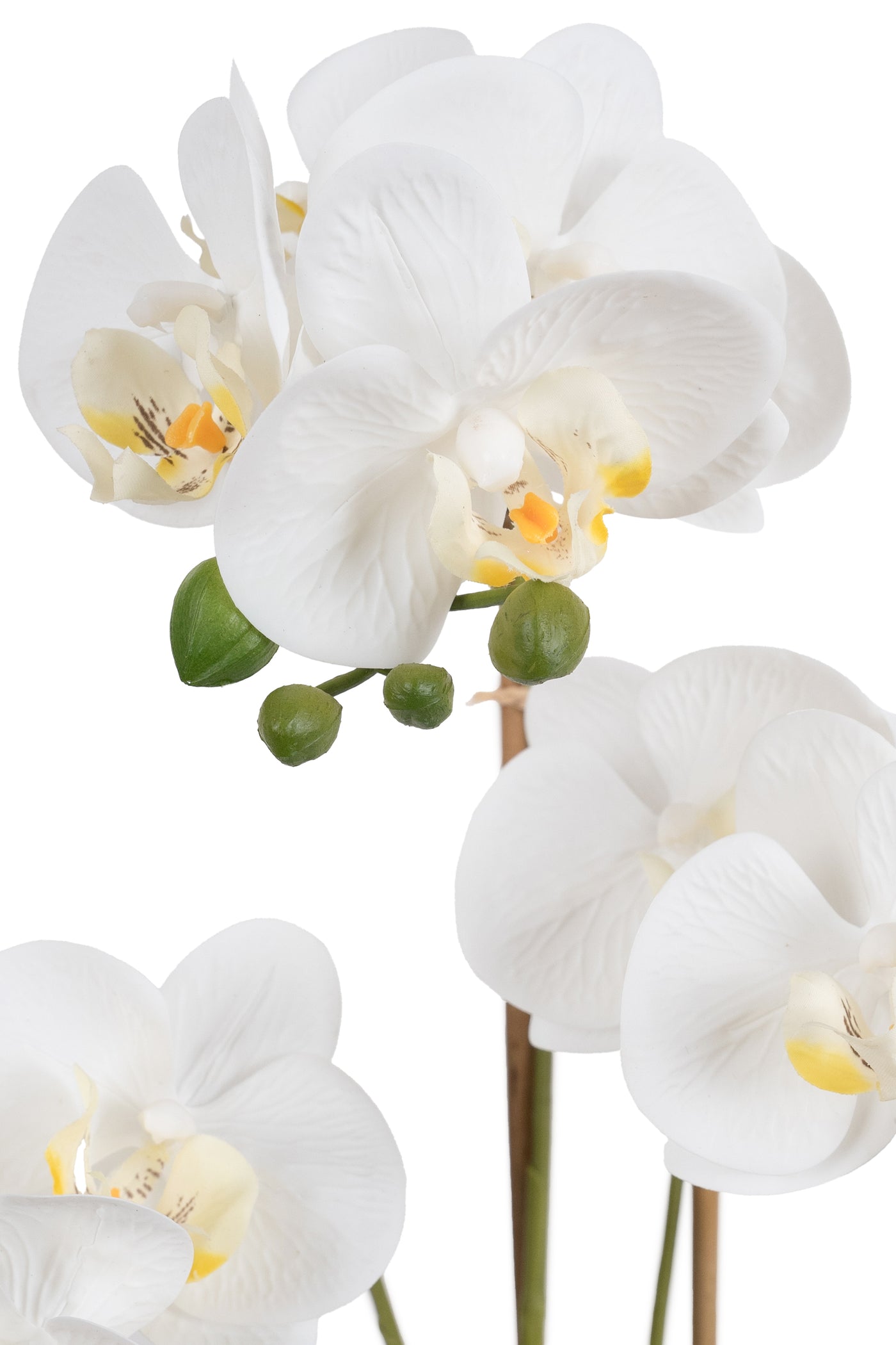 Orhidee artificiala alba cu aspect natural H54 cm cu 3 tulpini