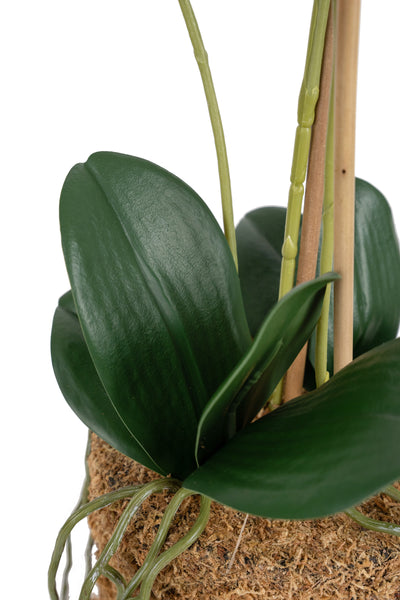 Orhidee artificiala alba cu aspect natural H54 cm cu 3 tulpini