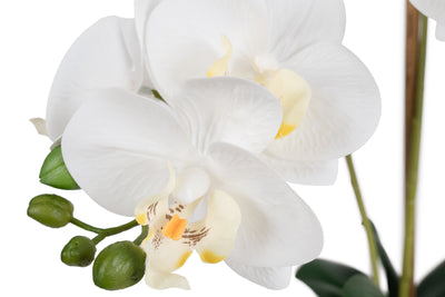 Orhidee artificiala alba cu aspect natural H54 cm cu 3 tulpini