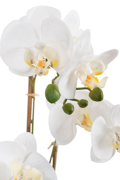 Orhidee artificiala alba cu aspect natural H54 cm cu 3 tulpini